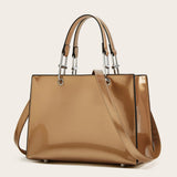 Black luxury faux leather handbag for women, stylish business office purse by HSF Marketplace with elegant design.