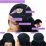 HSF Marketplace 12A 220% density curly half wig, natural black human hair with drawstring headband and clips