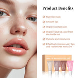 Set of four HSF Marketplace mirror lip glosses with vanilla, pink sugar, and coffee cake scents, featuring transparent shine and moisturizing formula.