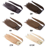 Straight Remy human hair clip-in ponytail extension for easy styling, shown in a smooth, sleek finish