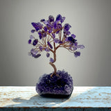 Random natural amethyst cluster tree handmade crystal sculpture, suitable for desktop decoration, office ornaments, unique gifts