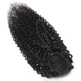 HSF Marketplace kinky curly Brazilian virgin Remy human hair drawstring clip-in ponytail extension