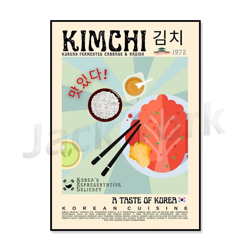 Vintage kimchi poster, retro Korean cuisine wall art by HSF Marketplace