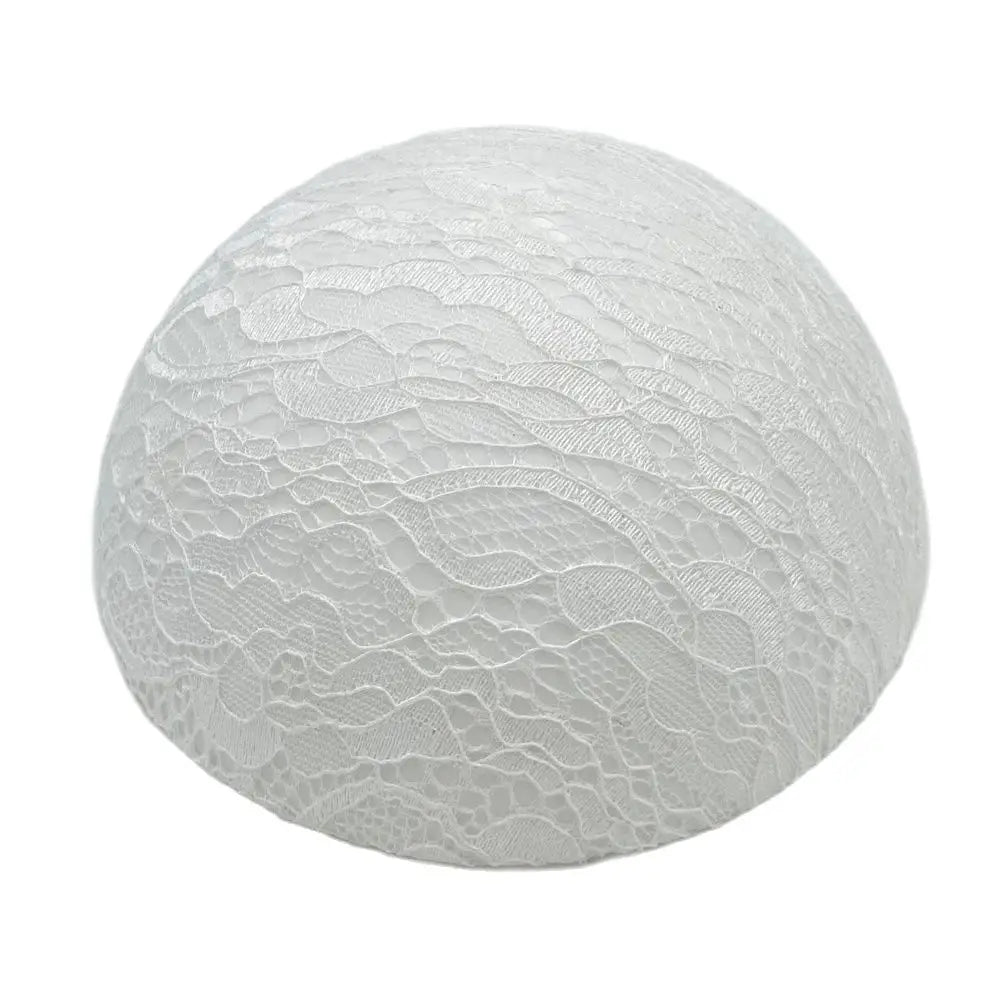 White plastic wig stand with mushroom top, portable and stable for short wigs, ideal for hair styling and display.
