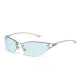 Harajuku half-frame cat eye sunglasses for women with gradient lenses and metal frames