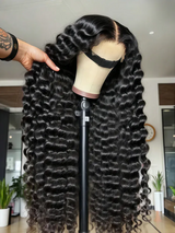 250% Density 40 42 inch 13x6 Glueless Wig Deep Wave Human Hair Wigs HD Lace Wigs For All African American Women Pre Plucked Baby Hair Natural Hairline Daily Party Wedding Wear Clearance Big Discount Limited Stock
