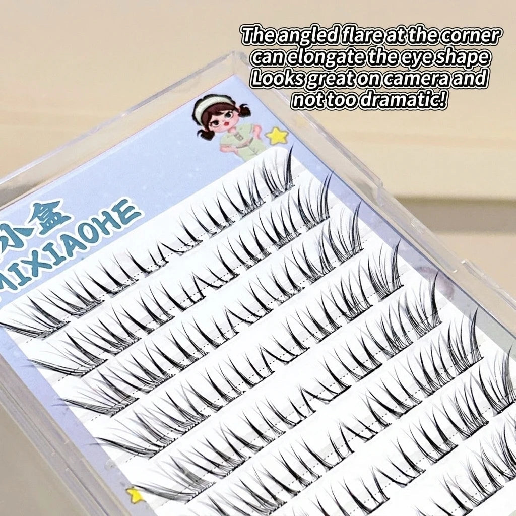Slelf Adhensive Glue Free Lashes Foxes Style End Eye Elongated False Eyelash 8-15mm Segmented Eyelash Extensions For Daily