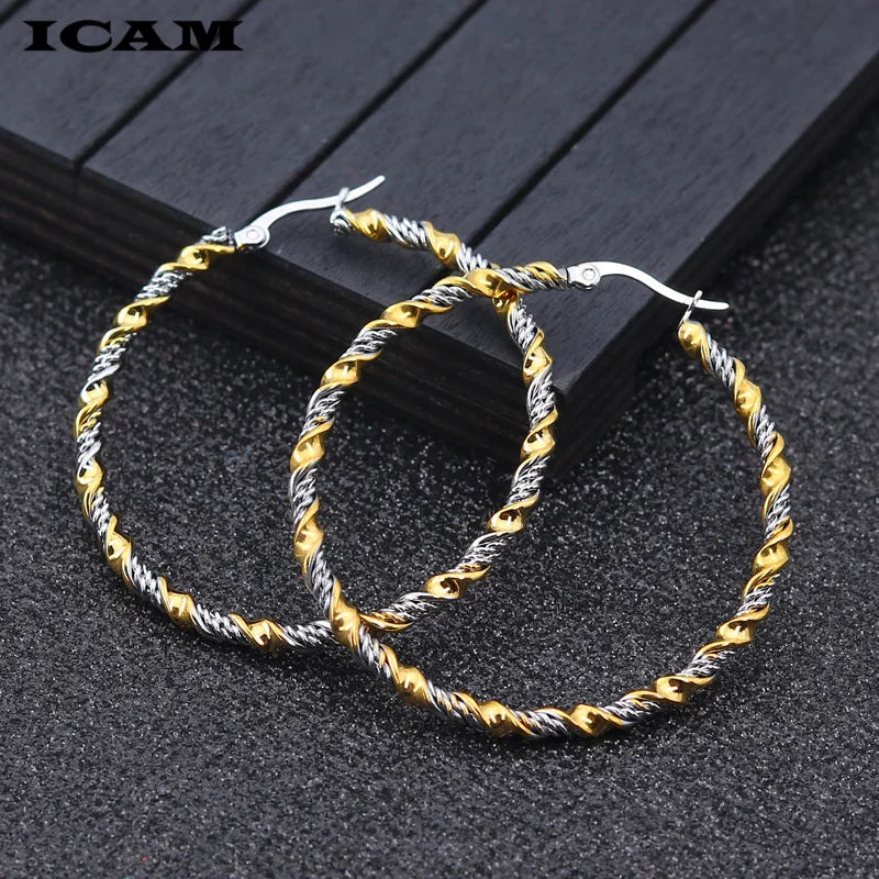 Stainless steel hoop earrings set for women by HSF Marketplace, nickel-free jewelry in a polished silver finish