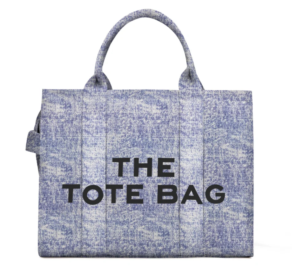 Denim Canvas Tote Bag For Women Large Capacity Color Canvas Bucket Tote Handbags Casual Shoulder Crossbody Bags