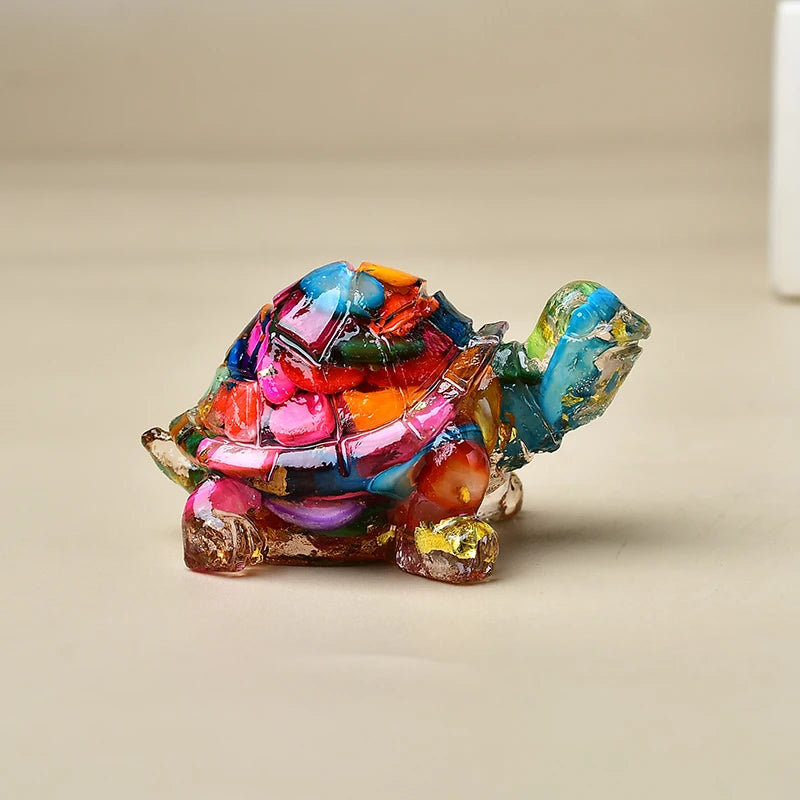 Natural Crystal Turtle, Composed of Crystal Fragments and Resin, Is an Ideal Gift for Home Decoration.