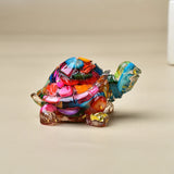 Natural Crystal Turtle, Composed of Crystal Fragments and Resin, Is an Ideal Gift for Home Decoration.
