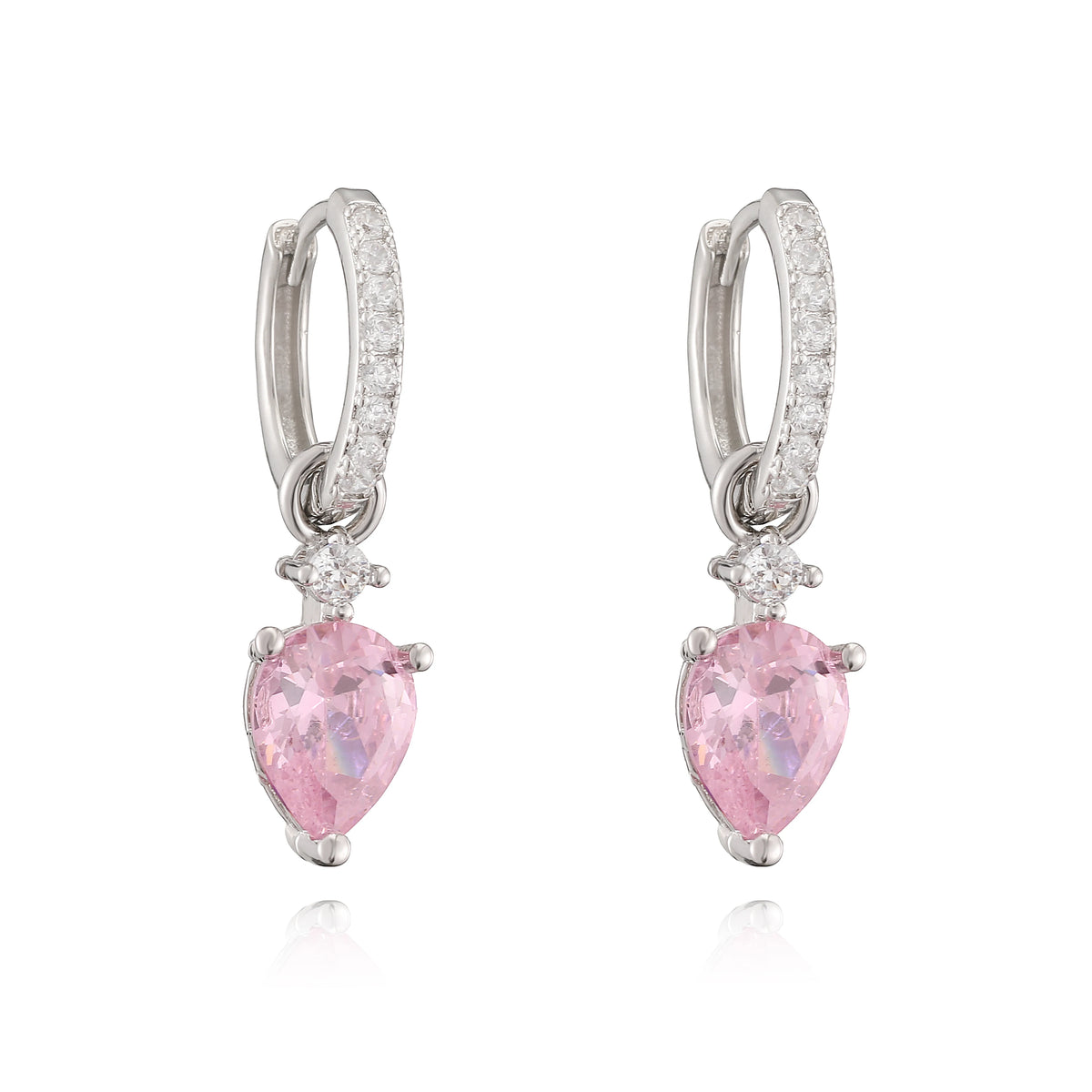 Gold-plated brass teardrop zircon charm hoop earrings for women, HSF Marketplace jewelry