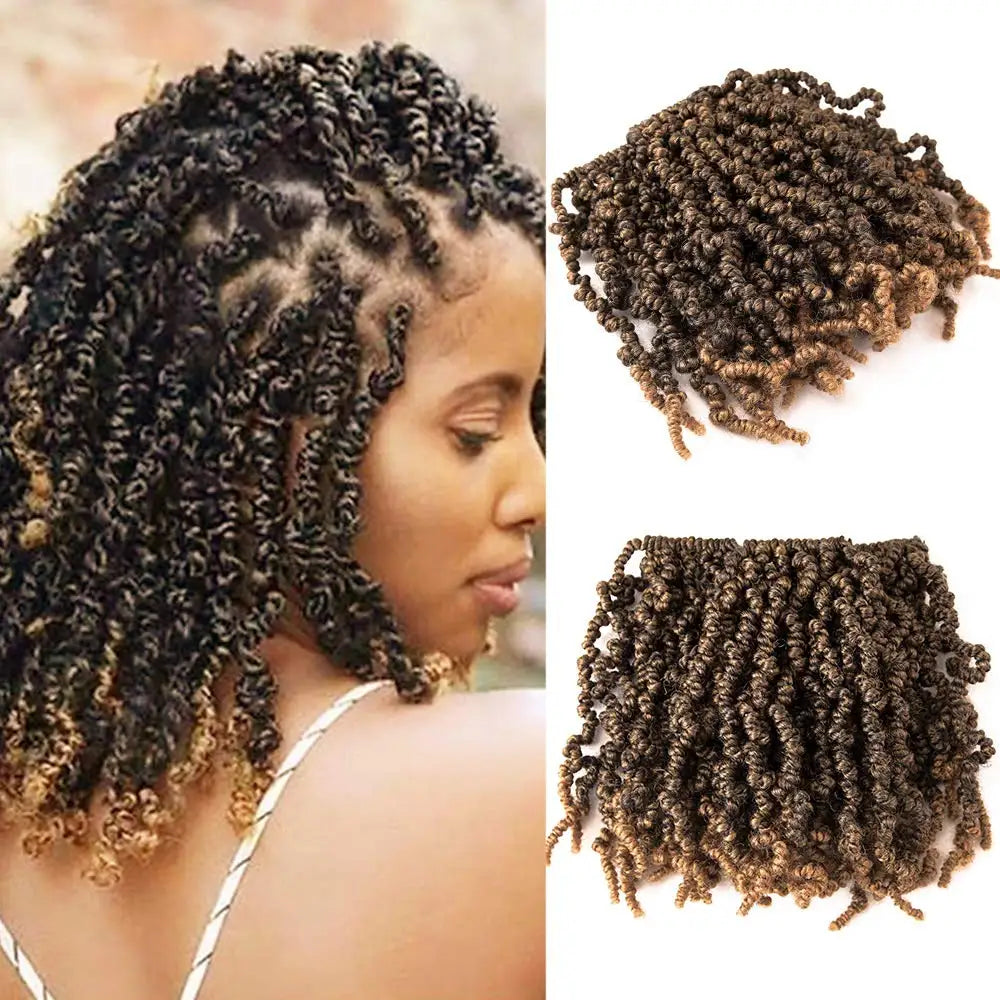 10 Inch Short Curly Spring Pre-twisted Braids Synthetic Crochet Hair Extensions 15 Strands/Pack Ombre Crochet Twist Braids Hair