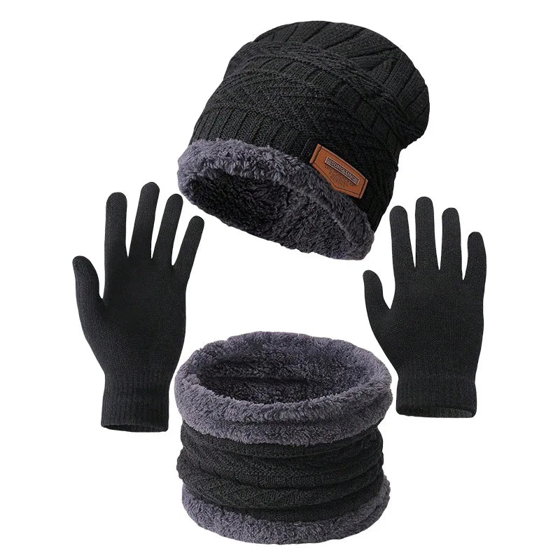 Men's winter hat, scarf and gloves set by HSF Marketplace for cold weather comfort