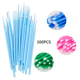 Set of 500/1000 micro brushes and applicators for eyelash extension removal and grafting, featuring clear crystal swabs.