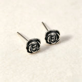 Vintage antique silver floral stud earrings for women by HSF Marketplace
