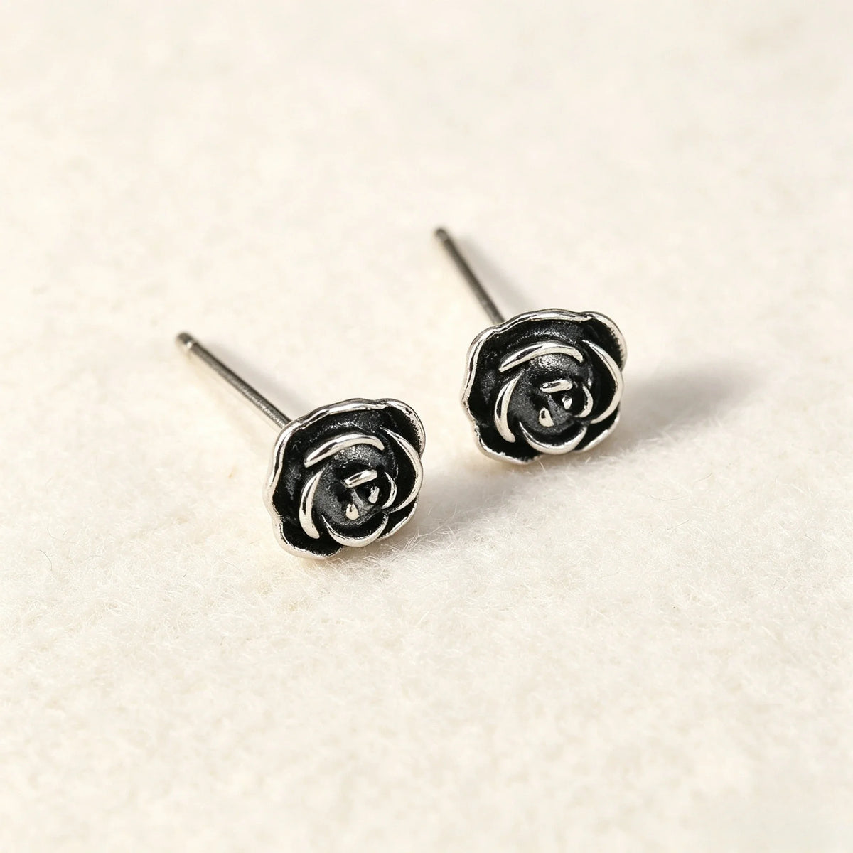 Vintage antique silver floral stud earrings for women by HSF Marketplace