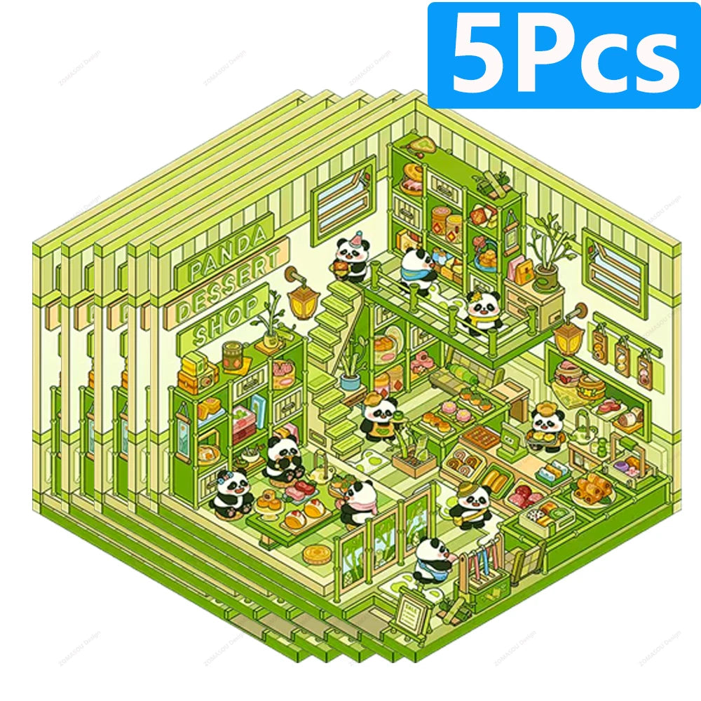 3D landscaping stickers for miniature scenes by HSF, featuring plants, paths, and outdoor details for sticker therapy