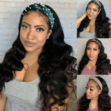 HSF Marketplace body wave headband human hair wig, machine-made Remy wig with natural waves
