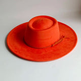Khaki wide brim vegan suede fedora hat for women and men, autumn and winter felt style