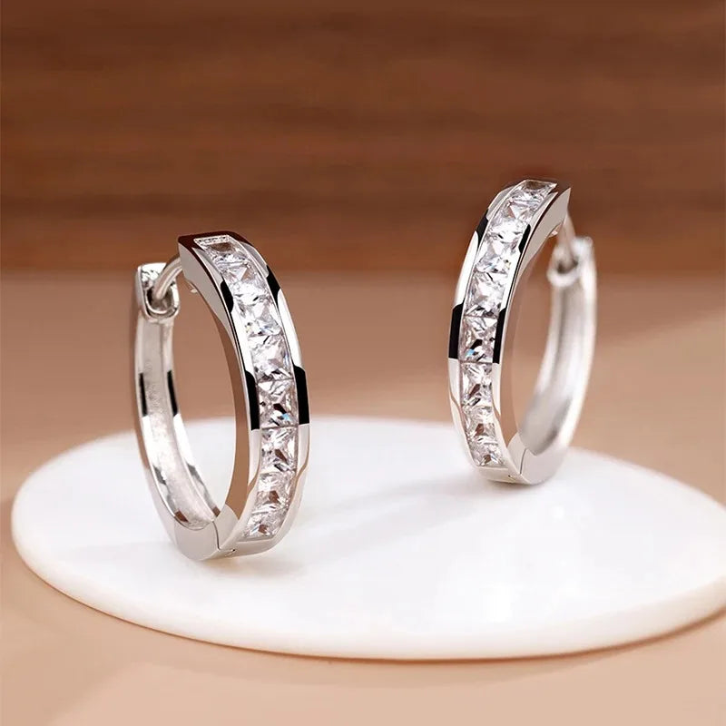 Elegant 925 sterling silver zircon earrings for women by HSF Marketplace