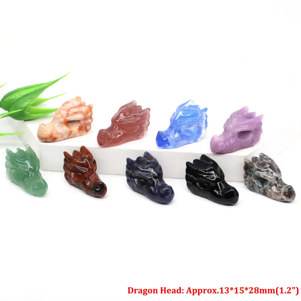1.2"Natural Crystal Carving Cartoon Gemstone Figurine Amethyst Rose Quartz Healing Stone Animal Statue Home Decor Christmas Gift