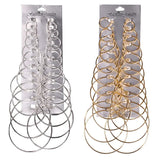 Set of 12 pairs of large circle punk hoop earrings for women and girls, stylish oversized jewelry from HSF Marketplace.