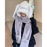 HSF Marketplace 3-in-1 hooded scarf set for women, warm windproof winter hat and scarf combination