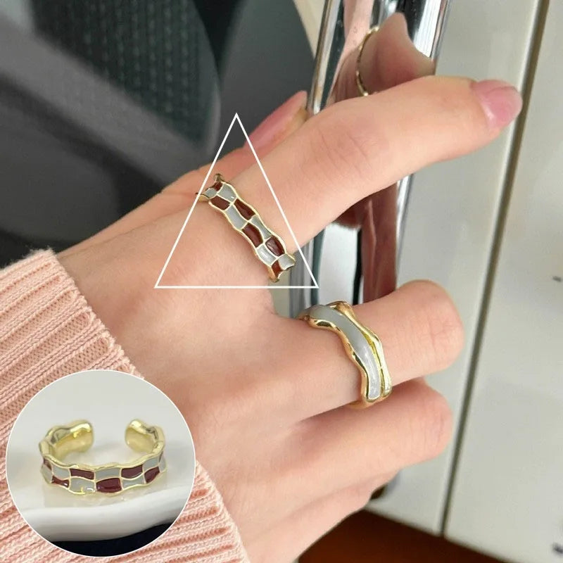 925 Sterling Silver Open Finger Ring Golden Enamel Donut Dazzling Geometric Punk For Women Jewelry Gift Dropship Wholesale