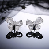 Romantic bowknot women’s stud earrings with full-paved shiny crystal zircon detailing by HSF Marketplace