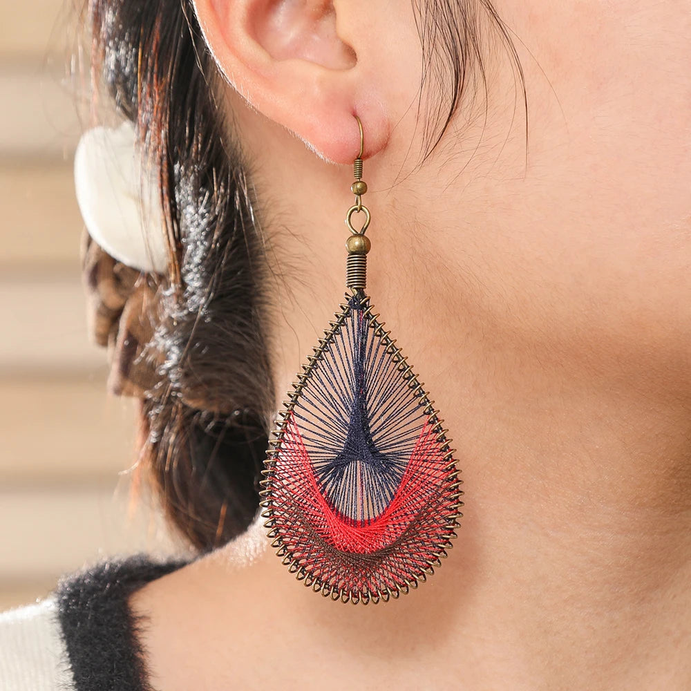 Colorful wire-wrapped boho dangle earrings for women by HSF Marketplace