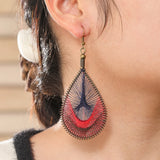 Colorful wire-wrapped boho dangle earrings for women by HSF Marketplace