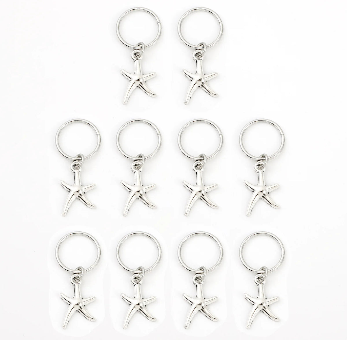 Silver star pearl hair braid dreadlock beads, 10-pack styling accessories by HSF Marketplace