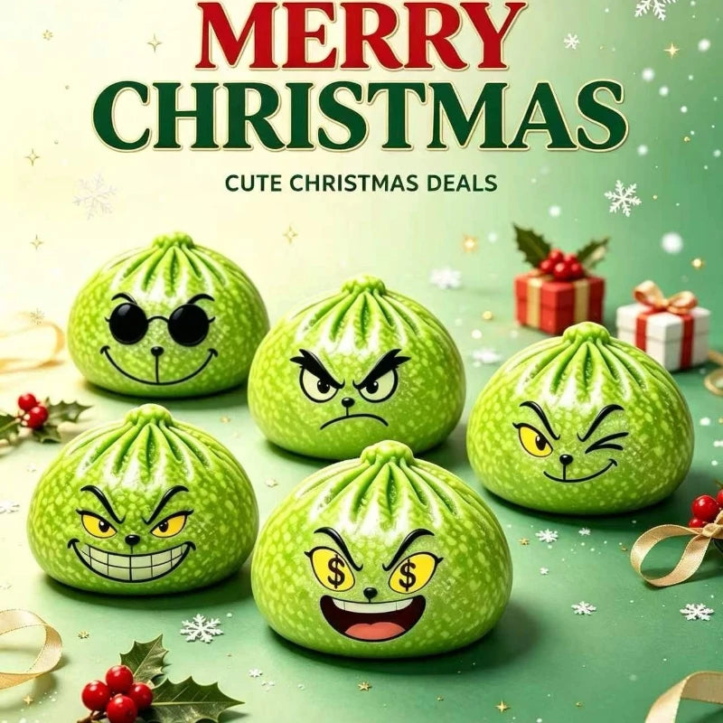Glitter green dumpling stress relief toy by HSF Marketplace for sensory play, parties, and gifts