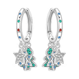 925 sterling silver Christmas dangle earrings for women with festive holiday design by HSF Marketplace