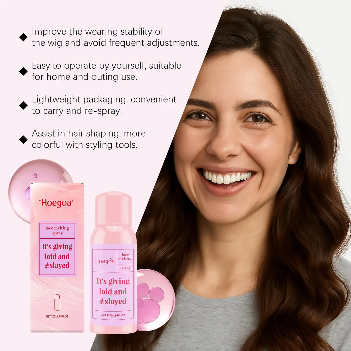 Wig Adhesive Spray Lace Front Melting Spray Waterproof Shaped Invisible Fit Lightweight Non-Residue Moisturizing Scalp Lace Glue