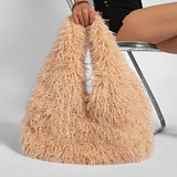 Luxury faux fur tote bag for women, stylish winter hobo handbag by HSF Marketplace
