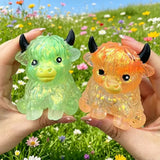 Cute Highland Cow Squeeze Toys Maltose Squishy Glitter Soft Animal Slow Rising Anti Stress Relieve Anxiety Sensory Fidget Toy
