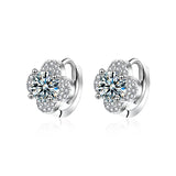 1Ct D-Color Moissanite Clover Earrings in S925 Sterling Silver - Elegant Four-Leaf Jewelry for Women