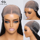 UNice Hair Water Wave Wig With Golden Brown Highlights 7x5 Pre Cut Pre Bleached Glueless Human Hair Lace Front Wig 150% Density