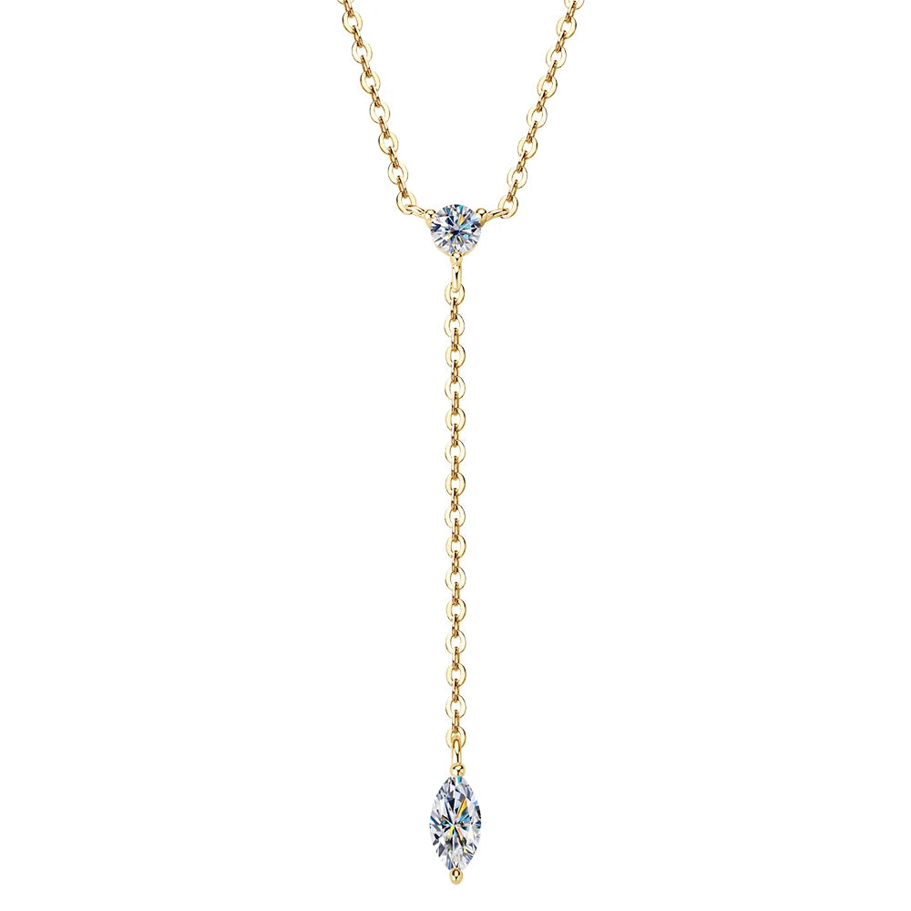 S925 silver marquise moissanite necklace for women, elegant pendant design by HSF Marketplace