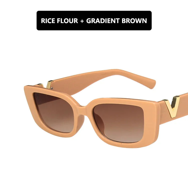 Black retro rectangle sunglasses for women with small square frame, stylish vintage design by HSF Marketplace.
