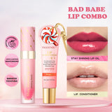 HSF Marketplace lip gloss set with peach scent and keychain, featuring moisturizing and plumping lip glosses for a festive look