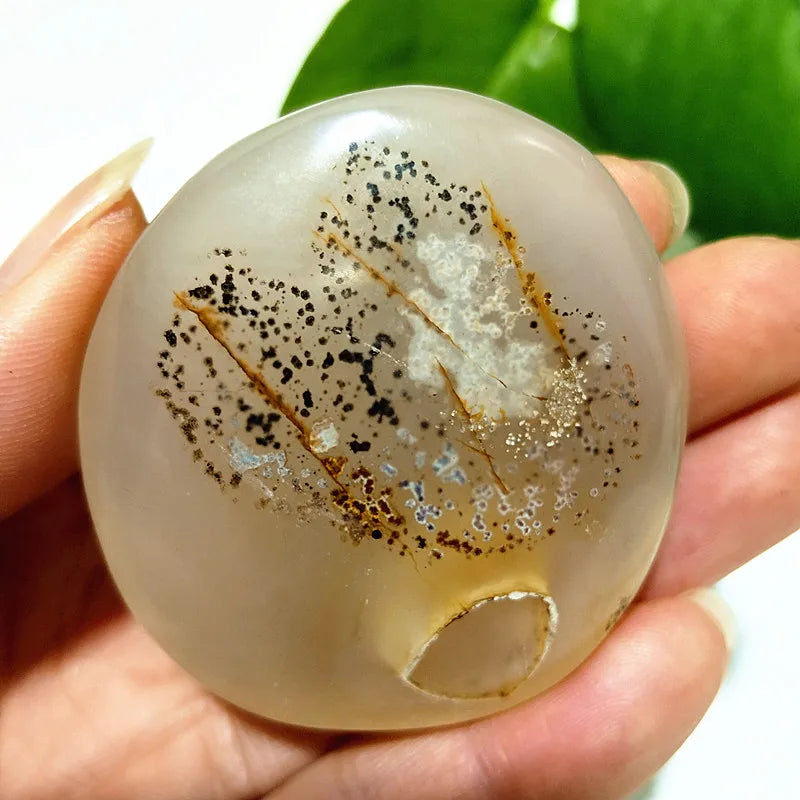 Natural Stone Waterplant Plant Small Tree Agate Palm Stone Meditation Spiritual Yoga Cure Feng Shui Crystal Room Ornament