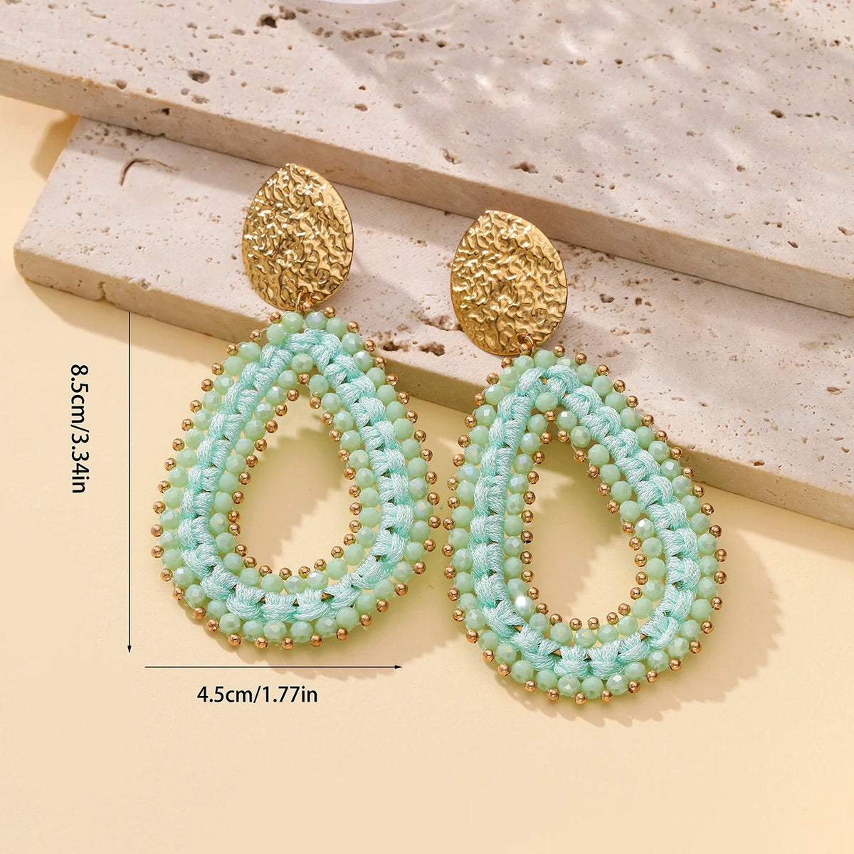 Colorful handmade water drop shape earrings for women by HSF Marketplace