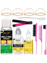 GOIPLE Waterproof Lace Glue Kit Melting Spray Holding Spray Wig Adhesive Remover HD Wig Caps for Natural Hairline Install