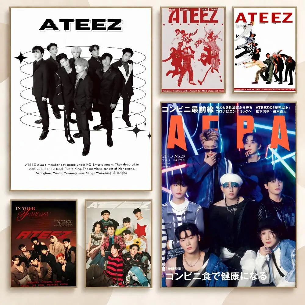 ATEEZ K-pop boy group poster for bedroom and living room decor, HSF Marketplace K-culture merch