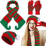 Christmas-themed knitted hat, scarf and gloves winter set for warmth by HSF Marketplace