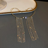 Luxury crystal tassel clip earrings for women with sparkling design by HSF Marketplace