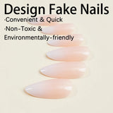 HSF Marketplace handmade medium-length almond ombre press-on false nails, 24-piece reusable manicure set